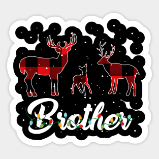 Brother Reindeer Plaid Pajama Shirt Family Christmas Sticker